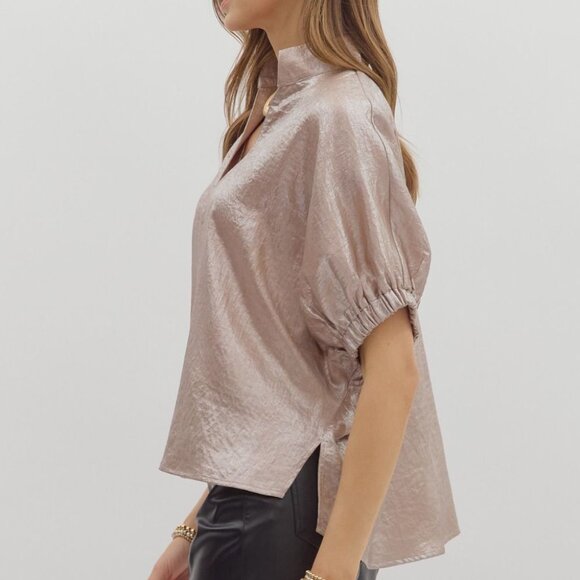Entro Champagne Satin Blouse - Picture 2 of 7